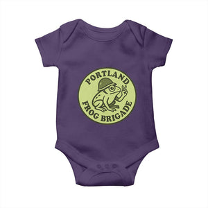 Portland Frog Brigade Baby Onesie Peace Frog Protest Badge TS02 Purple Print Your Wear