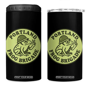 Portland Frog Brigade 4 in 1 Can Cooler Tumbler Peace Frog Protest Badge TS02 One Size: 16 oz Black Print Your Wear