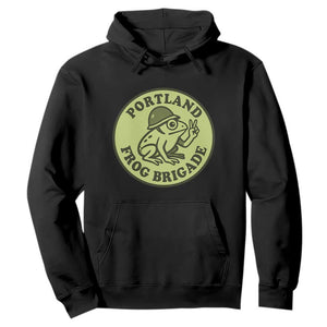 Portland Frog Brigade Hoodie Peace Frog Protest Badge TS02 Black Print Your Wear