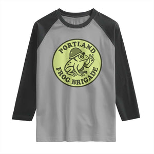 Portland Frog Brigade Raglan Shirt Peace Frog Protest Badge TS02 Sport Gray Black Print Your Wear