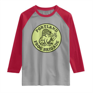 Portland Frog Brigade Raglan Shirt Peace Frog Protest Badge TS02 Sport Gray Red Print Your Wear
