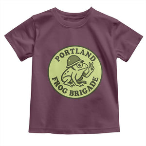 Portland Frog Brigade Toddler T Shirt Peace Frog Protest Badge TS02 Maroon Print Your Wear