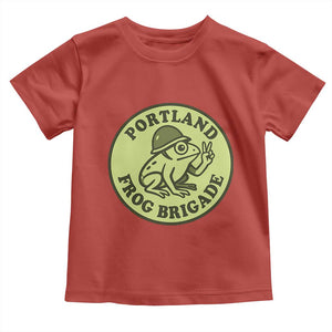 Portland Frog Brigade Toddler T Shirt Peace Frog Protest Badge TS02 Red Print Your Wear