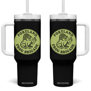 Portland Frog Brigade Tumbler With Handle Peace Frog Protest Badge TS02 One Size: 40 oz Black Print Your Wear