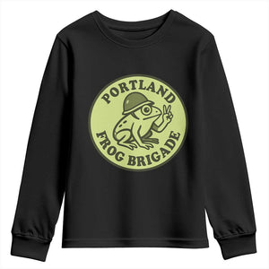Portland Frog Brigade Youth Sweatshirt Peace Frog Protest Badge TS02 Black Print Your Wear