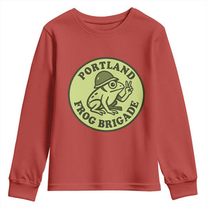 Portland Frog Brigade Youth Sweatshirt Peace Frog Protest Badge TS02 Red Print Your Wear