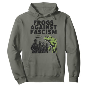 Frogs Against Fascism Hoodie Resist 2025 Free Portland Protest TS02 Military Green Print Your Wear