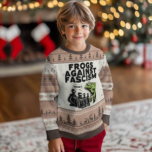 Frogs Against Fascism Ugly Christmas Sweater Resist 2025 Free Portland Protest TS02 Mocha Mousse Print Your Wear