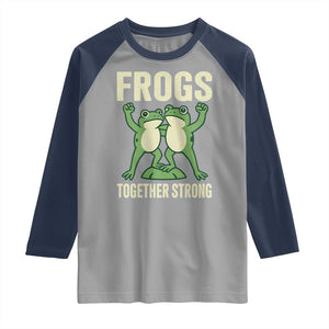 Frogs Together Strong Raglan Shirt Portland Frog Protest United We Ribbit TS02 Sport Gray Navy Print Your Wear