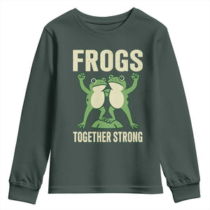 Frogs Together Strong Youth Sweatshirt Portland Frog Protest United We Ribbit TS02 Dark Forest Green Print Your Wear