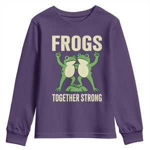 Frogs Together Strong Youth Sweatshirt Portland Frog Protest United We Ribbit TS02 Purple Print Your Wear