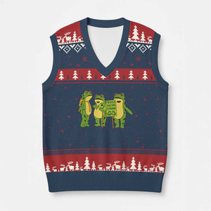 Frogs Together Strong V-Neck Knit Sweater Vest Portland Frog Resist Protest TS02 Navy Red Print Your Wear