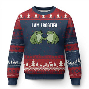 I Am Frogtifa Ugly Christmas Sweater Portland Frog Resist Protest Handshake Frogs TS02 Navy Red Print Your Wear