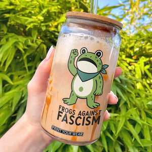 Frogs Against Fascism Glass Can Portland Resist Protest Antifascist TS02 White Print Your Wear