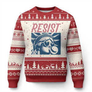 Liberty Resist Ugly Christmas Sweater Feminist Bubblegum Statue of Liberty Retro Graphic TS02 Beige Red Print Your Wear