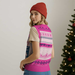 Liberty Resist V-Neck Knit Sweater Vest Feminist Bubblegum Statue of Liberty Retro Graphic TS02 Print Your Wear