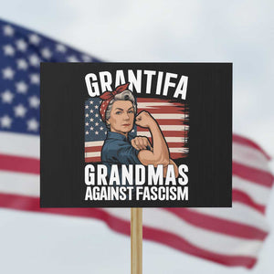 Patriotic Grantifa Protest Sign Grandmas Against Fascism Protest American Flag TS02 Horizontal 18" x 24" Black Print Your Wear