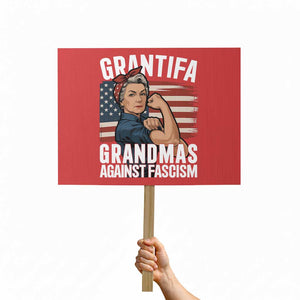 Patriotic Grantifa Protest Sign Grandmas Against Fascism Protest American Flag TS02 Horizontal 18" x 24" Red Print Your Wear