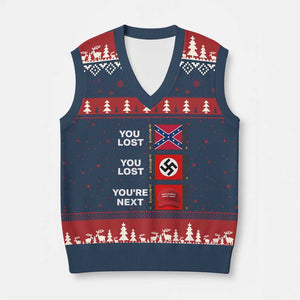 Resist Political Protest V-Neck Knit Sweater Vest History Anti Hate Extremism Authoritarianism TS02 Navy Red Print Your Wear