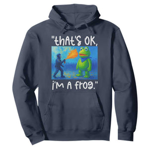 Funny Portland Frog Protest Hoodie Thats OK Im A Frog Pepper Spray TS02 Navy Print Your Wear