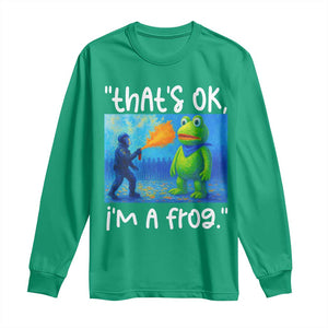 Funny Portland Frog Protest Long Sleeve Shirt Thats OK Im A Frog Pepper Spray TS02 Irish Green Print Your Wear