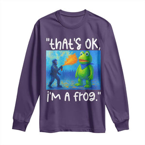 Funny Portland Frog Protest Long Sleeve Shirt Thats OK Im A Frog Pepper Spray TS02 Purple Print Your Wear
