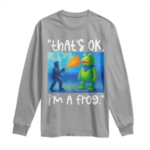 Funny Portland Frog Protest Long Sleeve Shirt Thats OK Im A Frog Pepper Spray TS02 Sport Gray Print Your Wear