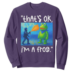 Funny Portland Frog Protest Sweatshirt Thats OK Im A Frog Pepper Spray TS02 Purple Print Your Wear