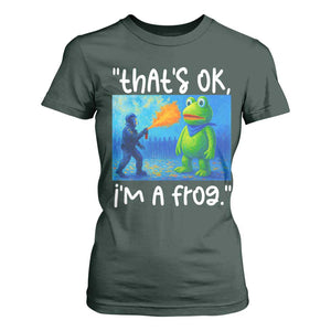 Funny Portland Frog Protest T Shirt For Women Thats OK Im A Frog Pepper Spray TS02 Dark Forest Green Print Your Wear