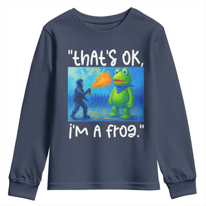 Funny Portland Frog Protest Youth Sweatshirt Thats OK Im A Frog Pepper Spray TS02 Navy Print Your Wear