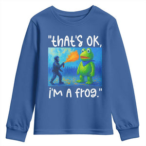 Funny Portland Frog Protest Youth Sweatshirt Thats OK Im A Frog Pepper Spray TS02 Royal Blue Print Your Wear