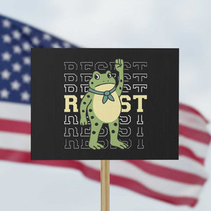 Resist Raised Fist Frog Protest Sign Portland Protest Freedom Fighter TS02 Horizontal 18" × 24" Black Print Your Wear