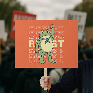 Resist Raised Fist Frog Protest Sign Portland Protest Freedom Fighter TS02 Horizontal 18" × 24" Orange Print Your Wear