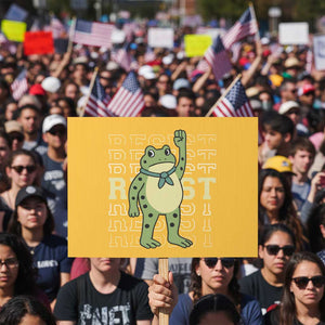 Resist Raised Fist Frog Protest Sign Portland Protest Freedom Fighter TS02 Horizontal 18" × 24" Yellow Print Your Wear
