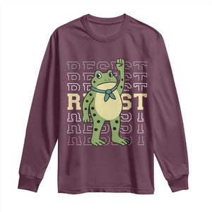 Resist Raised Fist Frog Long Sleeve Shirt Portland Protest Freedom Fighter TS02 Maroon Print Your Wear