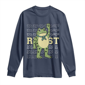 Resist Raised Fist Frog Long Sleeve Shirt Portland Protest Freedom Fighter TS02 Navy Print Your Wear