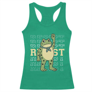 Resist Raised Fist Frog Racerback Tank Top Portland Protest Freedom Fighter TS02 Irish Green Print Your Wear