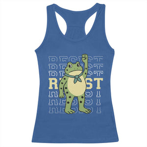 Resist Raised Fist Frog Racerback Tank Top Portland Protest Freedom Fighter TS02 Royal Blue Print Your Wear