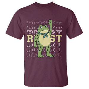Resist Raised Fist Frog T Shirt Portland Protest Freedom Fighter TS02 Maroon Print Your Wear