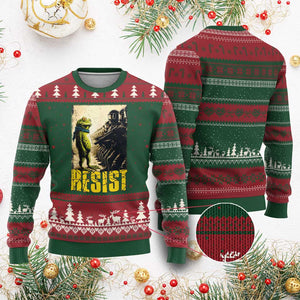 Resist Frog Ugly Christmas Sweater Stand Against Free Portland Protest TS02 Red Green Print Your Wear