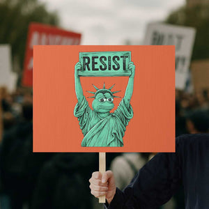 Funny Liberty Frog Meme Resist Protest Sign Portland Frogs Protest Freedom Fighter TS02 Horizontal 18" x 24" Orange Print Your Wear