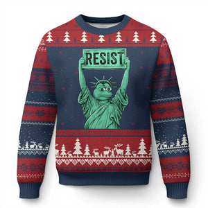 Funny Liberty Frog Meme Resist Ugly Christmas Sweater Portland Frogs Protest Freedom Fighter TS02 Navy Red Print Your Wear