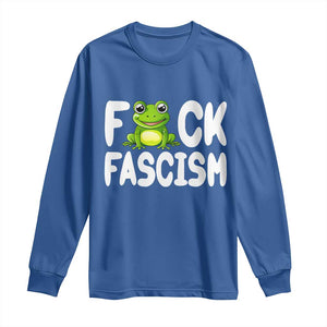 Funny Frog Fck Fascism Long Sleeve Shirt Resist Protest Human Rights TS02 Royal Blue Print Your Wear