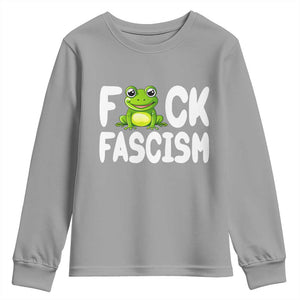 Funny Frog Fck Fascism Youth Sweatshirt Resist Protest Human Rights TS02 Sport Gray Print Your Wear