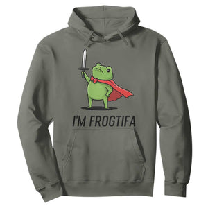 Funny Huzzah Frog Hoodie Im Frogtifa Knight Resist Protest TS02 Military Green Print Your Wear