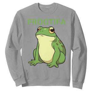 Funny Frogtifa Sweatshirt Resist Frog Protest Against Fascism TS02 Sport Gray Print Your Wear