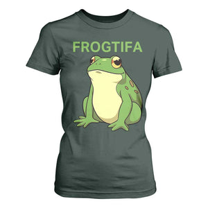 Funny Frogtifa T Shirt For Women Resist Frog Protest Against Fascism TS02 Dark Forest Green Print Your Wear