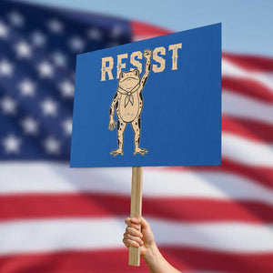 Frog Resist Protest Sign Raised Fist Protest Fighter Retro Graphic TS02 Horizontal 18" × 24" Blue Print Your Wear
