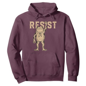 Frog Resist Hoodie Raised Fist Protest Fighter Retro Graphic TS02 Maroon Print Your Wear
