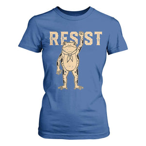 Frog Resist T Shirt For Women Raised Fist Protest Fighter Retro Graphic TS02 Royal Blue Print Your Wear